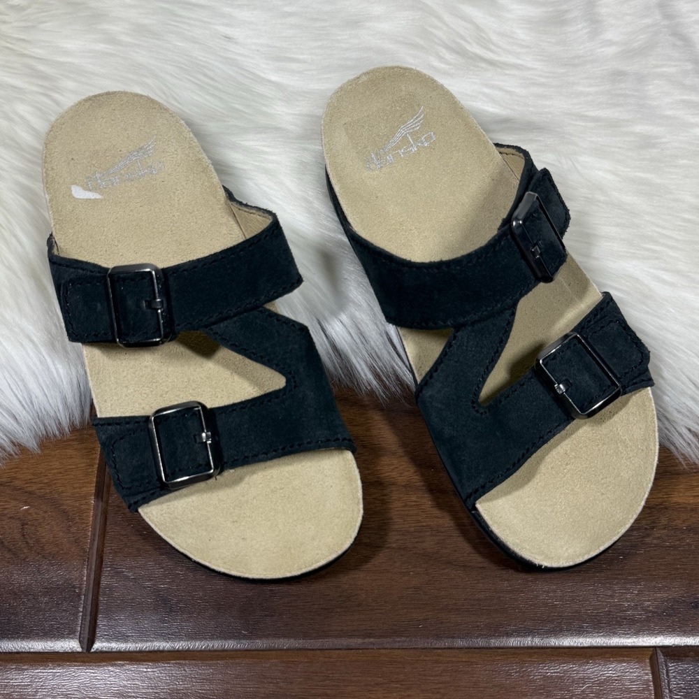 NEW Dansko Size 36 / US 6 5.5 Black Suede Leather Dayna Slip On Sandals Shoes